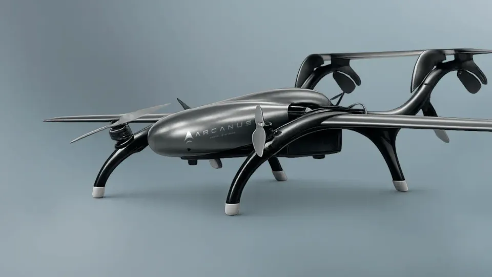 Canadian-made military UAV on a tarmac during flight testing in overcast conditions