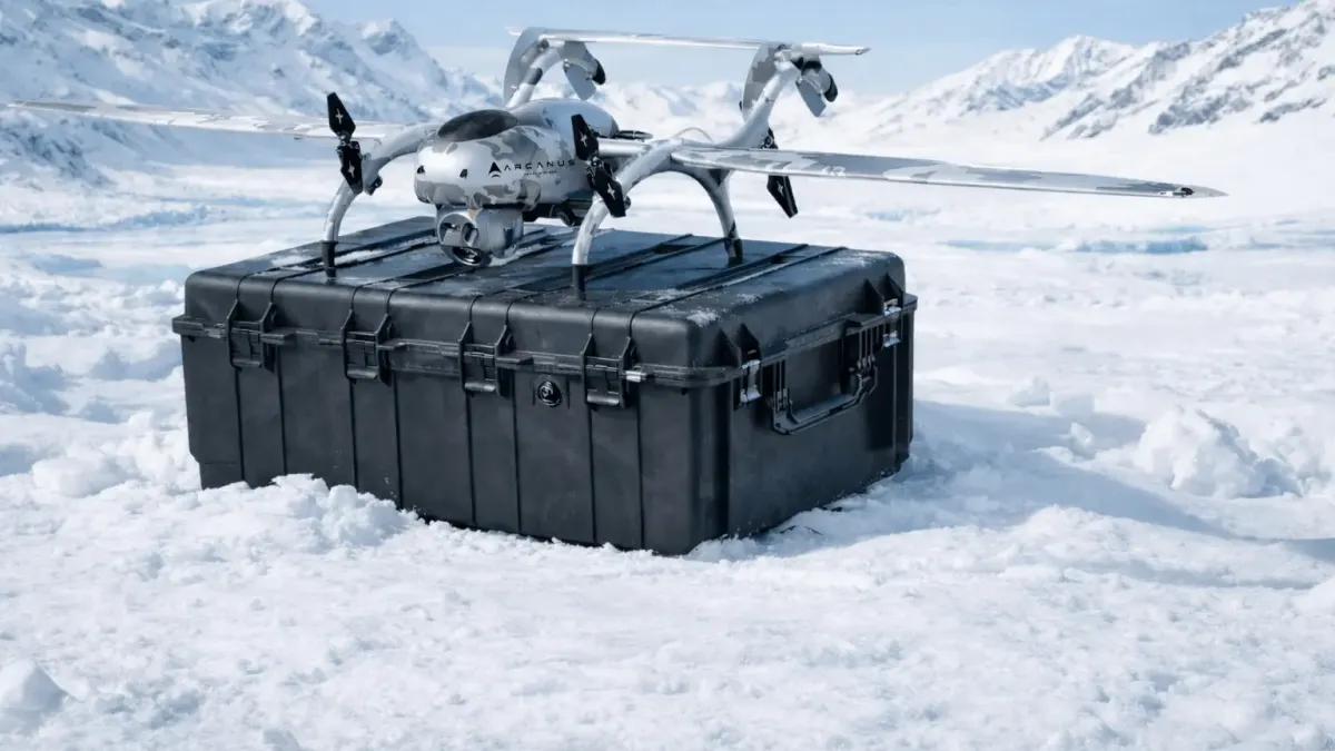 Beyond Vision UAV on the ground during a military exercise, Portuguese defence drone platform