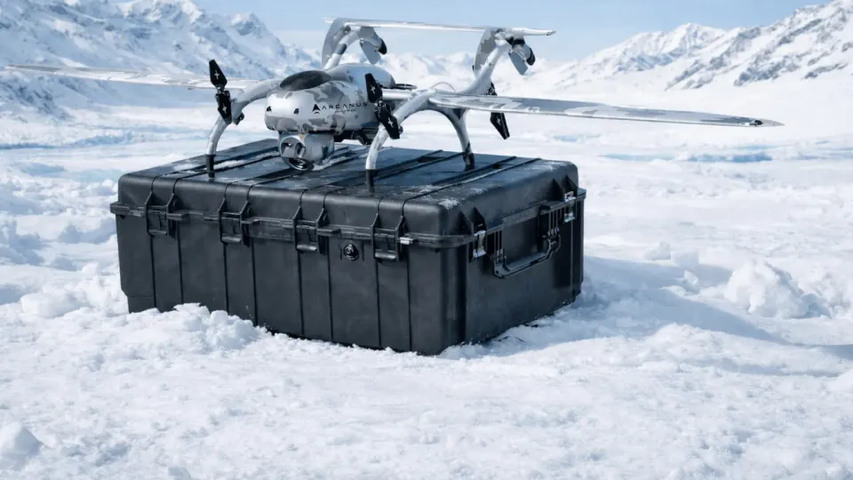 Beyond Vision UAV on the ground during a military exercise, Portuguese defence drone platform