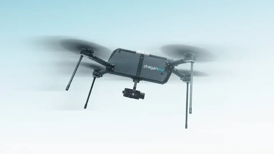 Draganfly Flex FPV drone in flight during a military training exercise