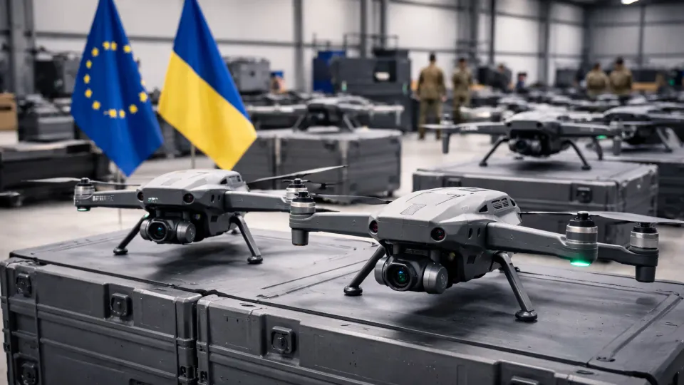 European Commission headquarters in Brussels representing EU Ukraine Support Loan drone defense procurement