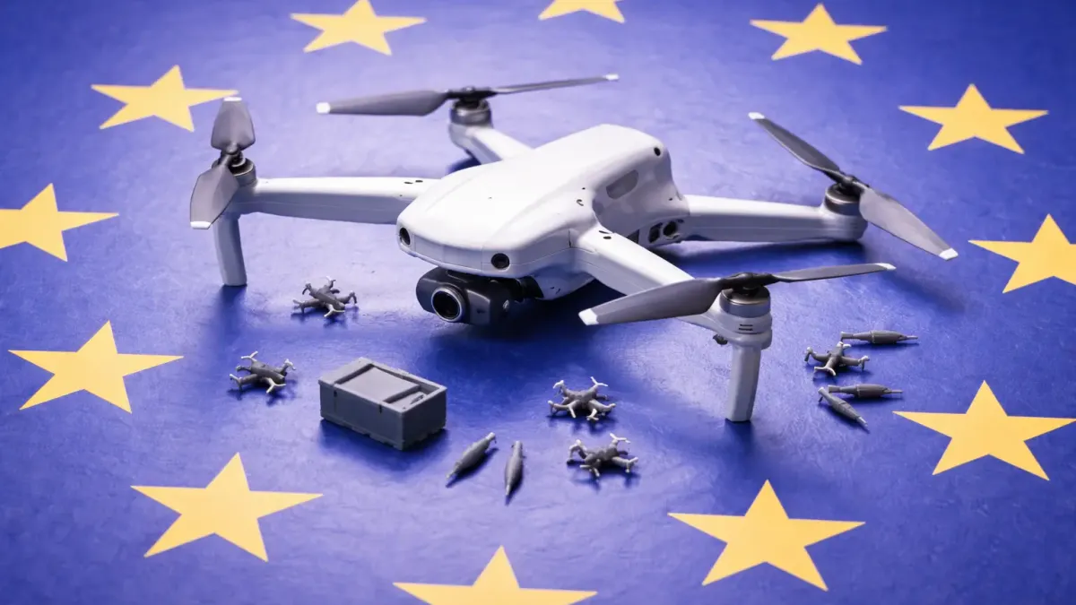 Military drone production line in a European defence facility