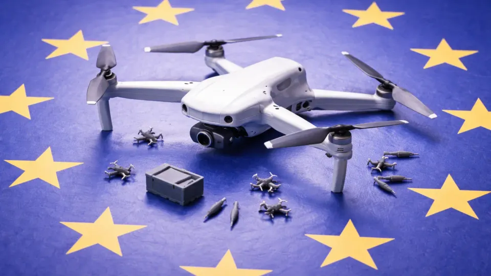 Military drone production line in a European defence facility