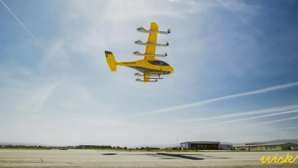 Wisk Aero Gen 6 eVTOL prototype N707WA hovering during first flight test in Hollister California