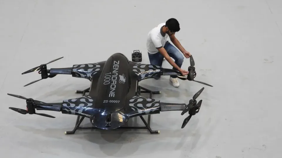 ZenaTech IQ Quad drone deployed over a land survey site in North America