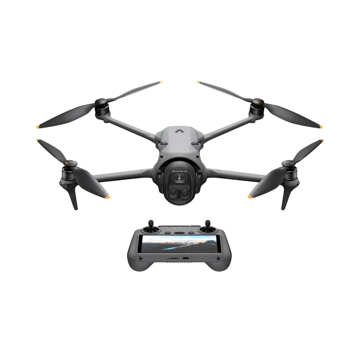 DJI Mavic 4 Pro triple-camera flagship drone with its remote controller