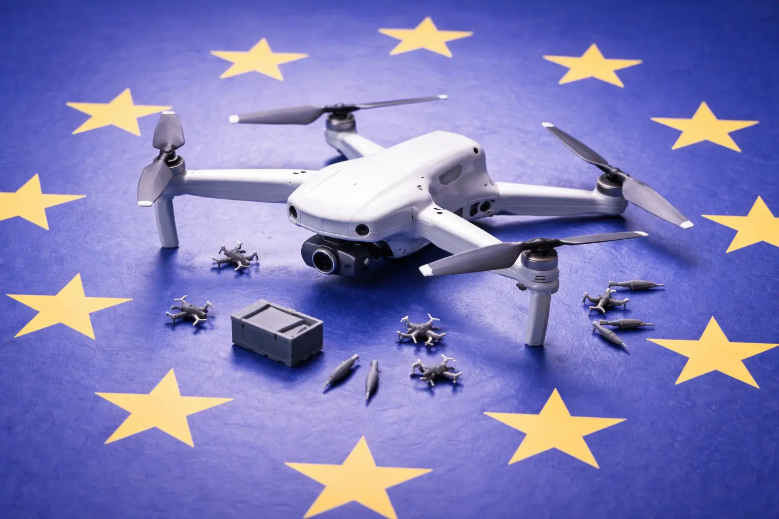 Military drone production line in a European defence facility