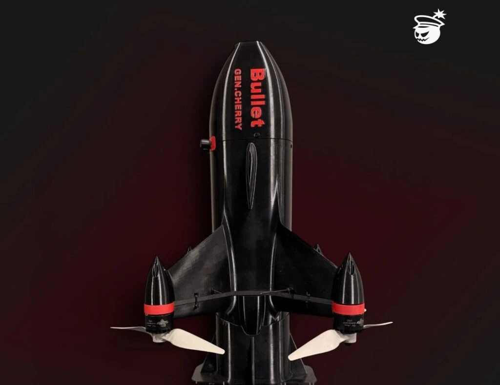 FPV interceptor drone in flight representing General Cherry UAV production agreement with Wilcox Industries