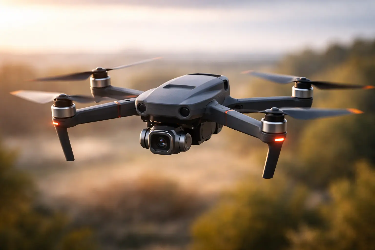 Skydio X10D drone in flight against an overcast sky during a government inspection mission