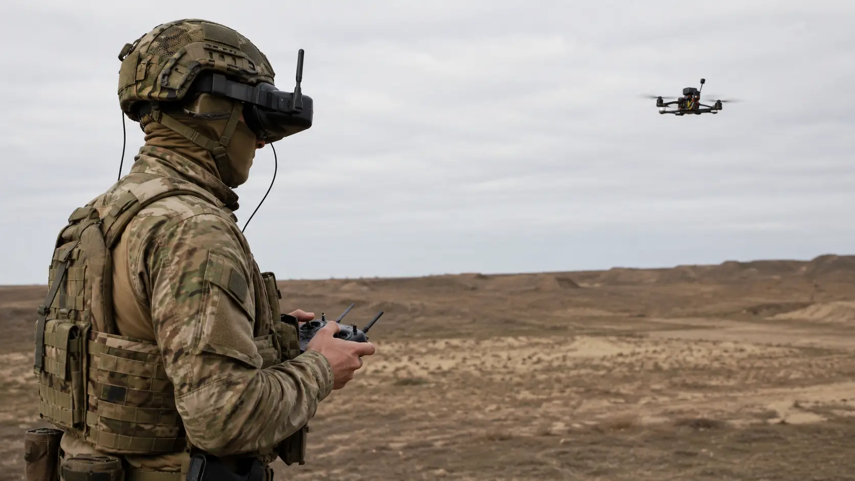 Ukrainian FPV drone pilots from the 116th Mechanized Brigade practicing flights in the Kupiansk direction