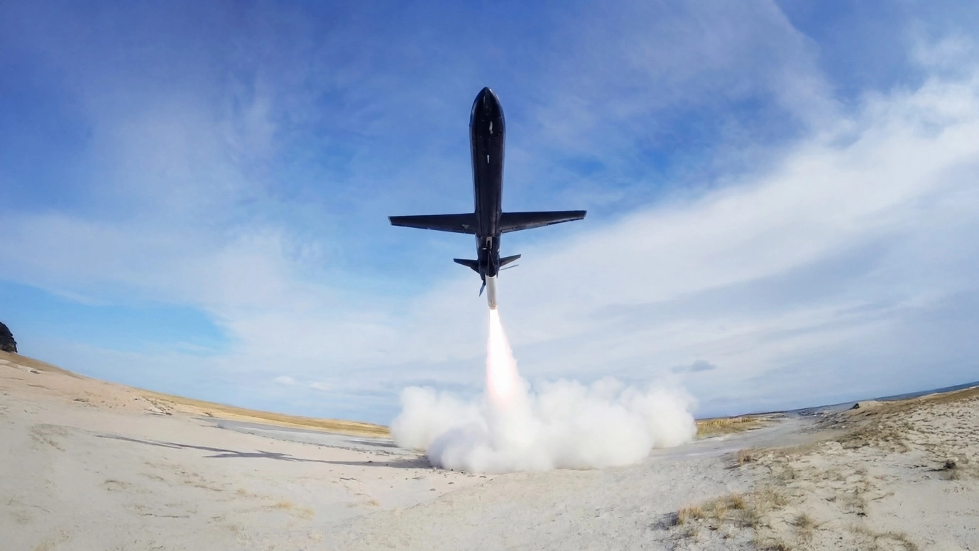 SkyLance long-range strike drone during demonstration test flight, May 2026