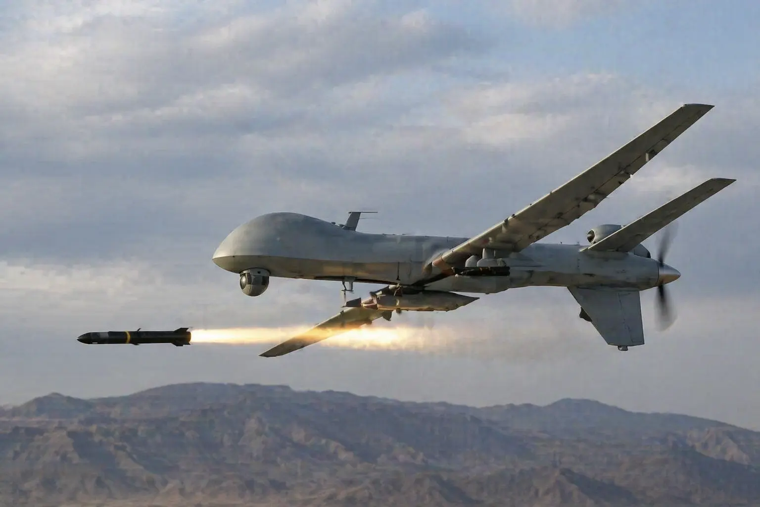 Ukrainian interceptor drone silhouetted against a night sky during a counter-drone operation